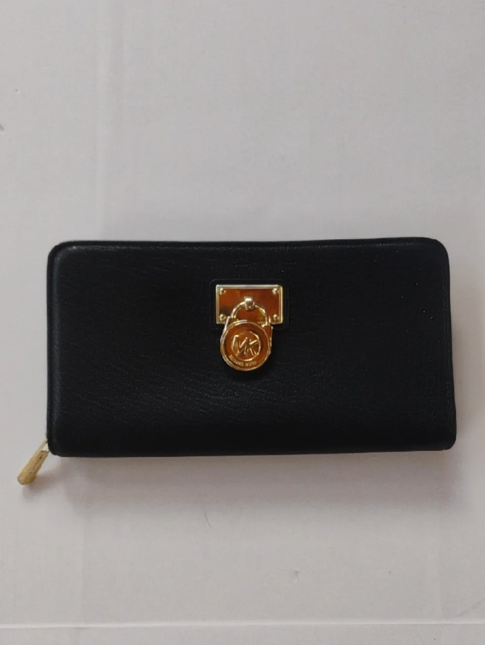 Michael Kors Black Wallet with Gold MK Medallion